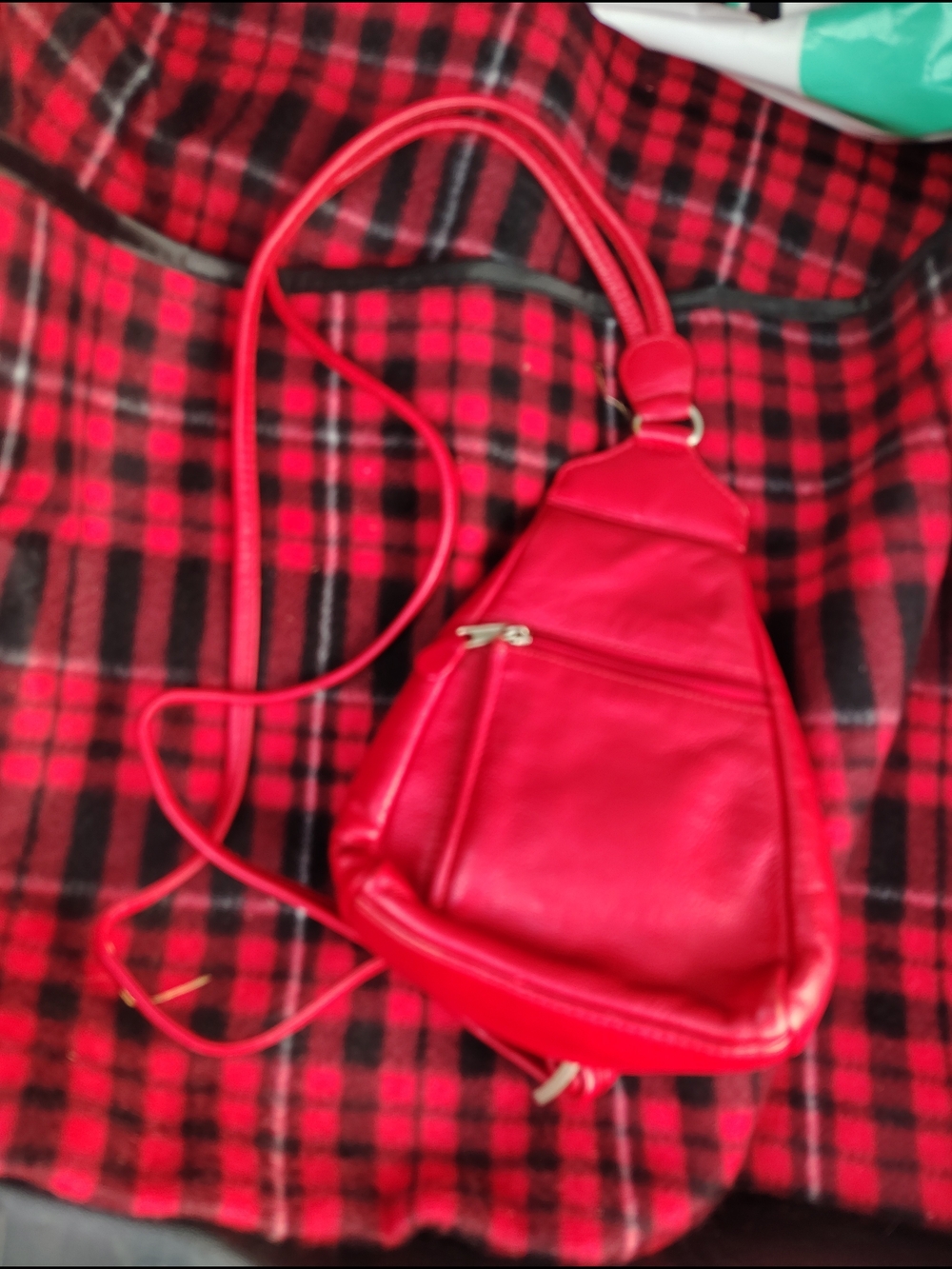 ili red leather small backpack